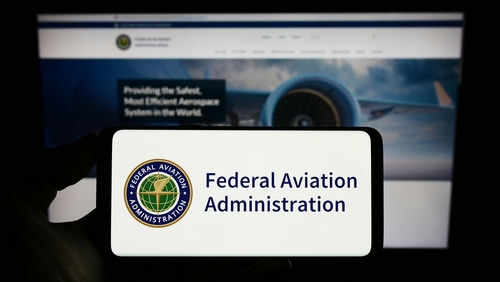 Federal Aviation Administration logo on a smartphone screen.