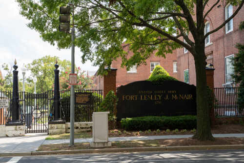Entrance sign of Fort Lesley J. McNair, a military installation in Washington D.C.