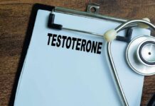 Clipboard with the word 'TESTOSTERONE' and a stethoscope