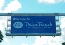 Welcome sign for Palm Beach International Airport