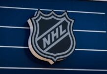 NHL logo displayed on a blue background