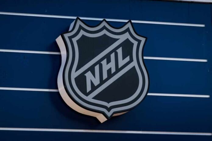 NHL logo displayed on a blue background