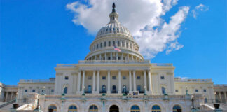 US Capitol Building under a blue sky