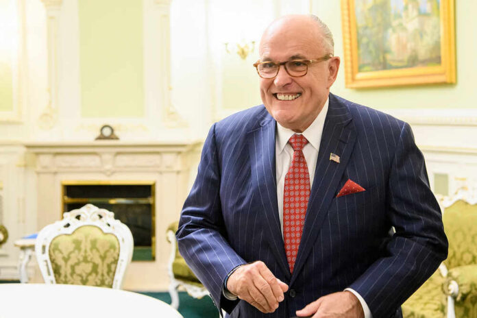 A smiling man in a striped suit standing in an elegantly decorated room