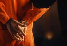 Freed For Life — Now A Federal Nightmare Person in orange jumpsuit with hands cuffed behind back