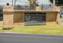 Sign for U.S. Immigration and Customs Enforcement building.