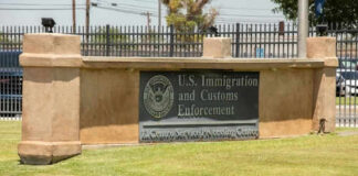 Sign for U.S. Immigration and Customs Enforcement building.