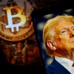 Trump’s Latest Disclosure Turns Heads Nationwide smartphone showing a man in a suit beside a large bitcoin symbol