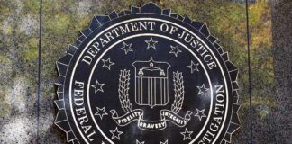 FBI seal on a building wall