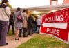 Voter Data Grab? Virginia Demands Answers People lining up outside a polling place