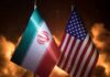 Iran and United States flags side by side