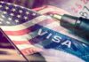 This $100,000 Policy Isn’t Going Away Quietly American flag overlaid on a U.S. visa and a pen