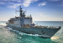 One Explosion Nearly Sent This Warship Under naval warship cruising on open sea
