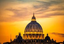Vatican Stunner: Post-Op Pope Goes Public St. Peter's Basilica dome at sunset
